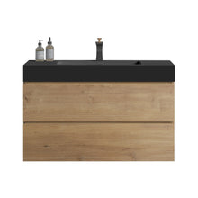 Load image into Gallery viewer, Alice - Natural Oak Bathroom Vanity With Sink, Large Storage Wall Mounted Floating Bathroom Vanity For Modern Bathroom, One-Piece Sink Basin Without Drain