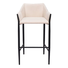 Load image into Gallery viewer, 30" Fabric And Steel Bar Height Bar Chair - Beige And Black