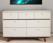 Load image into Gallery viewer, Wood Seven Drawer Double Dresser - Brown / White
