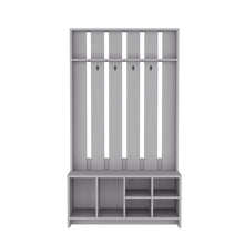 Load image into Gallery viewer, 68" Wood Four Hook Coat And Shoe Rack - Gray
