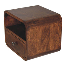 Load image into Gallery viewer, 12" Wood Square One Drawer Floating Nightstand - Brown