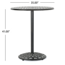 Load image into Gallery viewer, Elegant Cast Aluminum Round Bar Table With Romantic Filigree Design - Copper