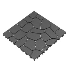 Load image into Gallery viewer, Stone Texture Patio Deck Tiles, Diy Interlocking Outdoor Floor Tiles (Set of 44) - Dark Grey