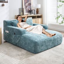 Load image into Gallery viewer, Chenille Interior Lazy Sofa Chaise Longue Armchair With 3 Pillows And Armrests