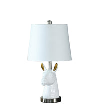 Load image into Gallery viewer, 21" Bedside Table Lamp With White Empire Shade - Silver