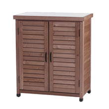 Load image into Gallery viewer, Potting Bench With Storage Cabinet And Metal Table Top For Outdoor