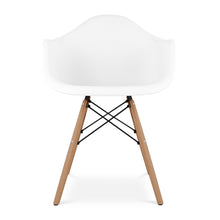 Load image into Gallery viewer, Heavy Duty Plastic Solid Wood Dining Arm Chair - White