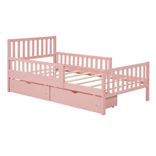 Load image into Gallery viewer, Platform Bed With Guardrails On Both Sides And 2 Storage Drawers