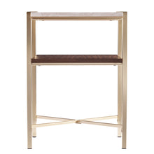 Load image into Gallery viewer, Manufactured Wood Iron Square End Table With Shelf - Brass