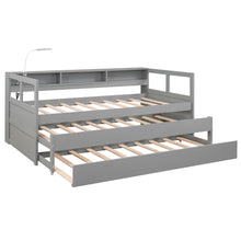Load image into Gallery viewer, Daybed With 2 Trundles, 3 Storage Cubbies, Built In USB Charging Light
