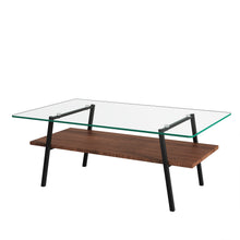 Load image into Gallery viewer, Rectangle Coffee Table, Tempered Glass Tabletop With Metal Legs, Modern Table For Living Room