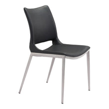 Load image into Gallery viewer, Upholstered Faux Leather Open Back Dining Side Chairs (Set of 2) - Black / Silver