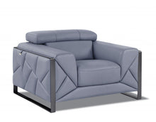 Load image into Gallery viewer, Mod Leather And Chrome Deco Accent Chair - Slate Blue