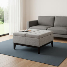 Load image into Gallery viewer, Tufted Linen And Black Storage Ottoman - Light Gray