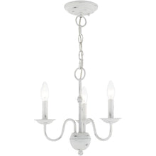 Load image into Gallery viewer, 13" Three Light Dimmable Chandelier With Shades - Antiqued White