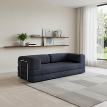 Load image into Gallery viewer, Chenille Convertible Futon Sleeper Sofa - Blue