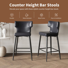 Load image into Gallery viewer, Modern Bar Stools With Upholstery And Metal Footrest (Set of 2)