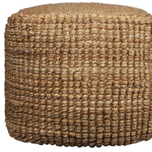Load image into Gallery viewer, 18" Jute Blend Cube Pouf Ottoman - Natural