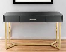 Load image into Gallery viewer, Mirrored Glass Frame Console Table And Drawers - Black And Gold