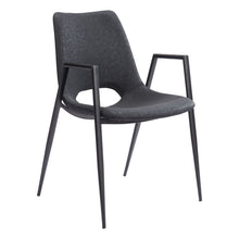 Load image into Gallery viewer, Upholstered Faux Leather And Steel Open Back Dining Arm Chairs (Set of 2) - Black