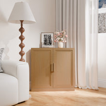 Load image into Gallery viewer, Wood Corner Paneled Accent Cabinet With Two Doors - Natural