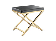Load image into Gallery viewer, 21" Faux Leather Vanity Chair - Charcoal / Gold