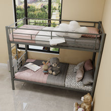 Load image into Gallery viewer, Metal Bunk Bed For Kids, Convertible Bedframe With Ladders & Guardrail
