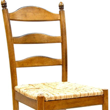Load image into Gallery viewer, Straw And Wood Ladder Back Dining Side Chair - Brown