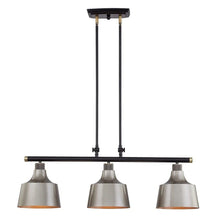 Load image into Gallery viewer, Kitchen Island Three Light Metal Dimmable Chandelier With Shades - Black / Gray
