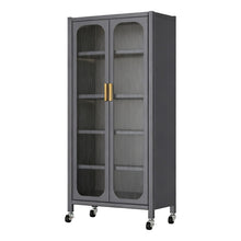 Load image into Gallery viewer, 6 Tier Storage Cabinet With Transparent Door, Adjustable Shelves & Wheels