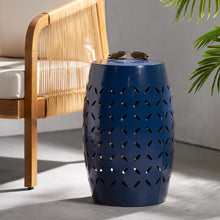 Load image into Gallery viewer, Outdoor Lace Cut Side Table - Navy Blue