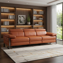 Load image into Gallery viewer, Top Grain Leather Reclining Metal USB Sofa (720338) - Camel