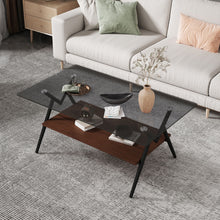 Load image into Gallery viewer, Rectangle Coffee Table With Tempered Glass Top And MDF Shelf, Modern Table For Living Room