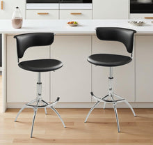 Load image into Gallery viewer, Contemporary Metal And Faux Leather Low Back Adjustable Height Bar Chairs (Set of 2) - Black