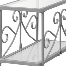 Load image into Gallery viewer, 22" Metal And Tempe Glass End Table With Shelf - Silver And Clear