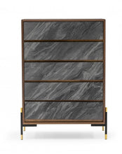 Load image into Gallery viewer, Five Drawer Chest - Walnut And Gray