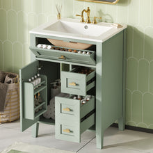 Load image into Gallery viewer, Bathroom Vanity With Sink, 3 Drawers & Cabinet With 2 Tier Door Storage Rack, Soft Close Doors & Drawers
