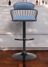 Load image into Gallery viewer, Fabric With Metal Swivel Low Back Adjustable Height Bar Chair - Blue And Black