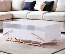 Load image into Gallery viewer, Rectangular Coffee Table With Two Drawers And Two Shelves - Rosegold And White