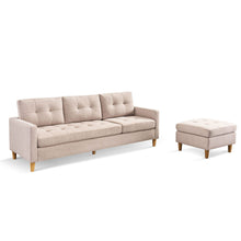 Load image into Gallery viewer, Polyester Blend Sofa With Ottoman With Natural Legs - Beige