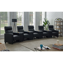 Load image into Gallery viewer, Warren - 5 Seater Home Theater With 4 Wedge Consoles Recliners And Storage Consoles - Black