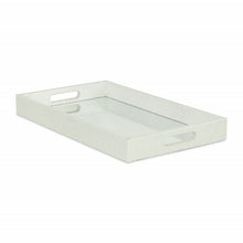 Load image into Gallery viewer, 16" Rectangular Wood Handmade Tray With Handles - White / Silver