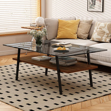 Load image into Gallery viewer, Rectangle Coffee Table, Tempered Glass Tabletop With Metal Legs