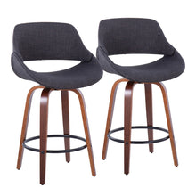 Load image into Gallery viewer, Fabrico - Mid Century Modern Fixed Height Counter Stool & Round Footrest (Set of 2)