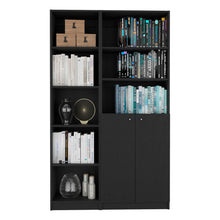 Load image into Gallery viewer, Five Tier Bookcase With Two doors (546339) - Black