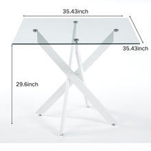 Load image into Gallery viewer, Dining Table With Cross Metal Leg And Tempered Glass, Modern Space Saving Kitchen Table For Living Room Legs, Square Table