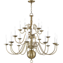Load image into Gallery viewer, 33" Multi Light Dimmable Chandelier With Shades - Antiqued Brass