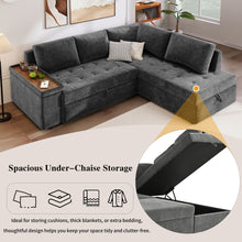 Load image into Gallery viewer, L Shaped Couch With Pull Out Bed And Storage Sectional Sleeper Sofa With Hidden Storage, Wide Armrest With Storage, For Living Room, Apartment, Bedroom, Office