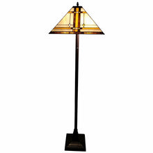 Load image into Gallery viewer, Two Lights Traditional Shaped Floor Lamp With Brown And White Stained Glass Cone Shade - Brown
