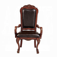 Load image into Gallery viewer, Upholstered Faux Leather Queen Anne Back Dining Arm Chairs (Set of 2) - Brown